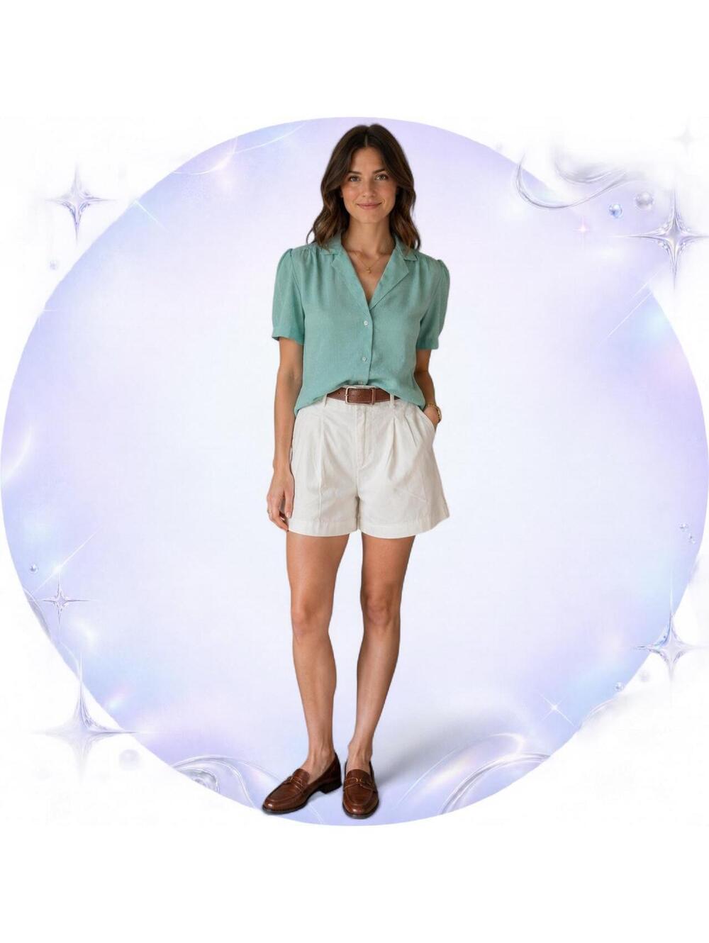 Vintage Stuart Lang NSL Aqua Puff Sleeve Blouse